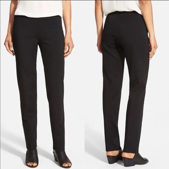 Eileen Fisher Heavy Knit Seam Pants Size 1X Black Stretch Pull On - Picture 3 of 16